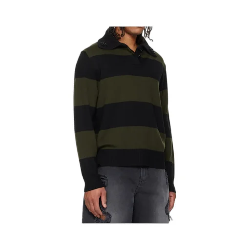 Striped Embellished-Collar Polo Shirt