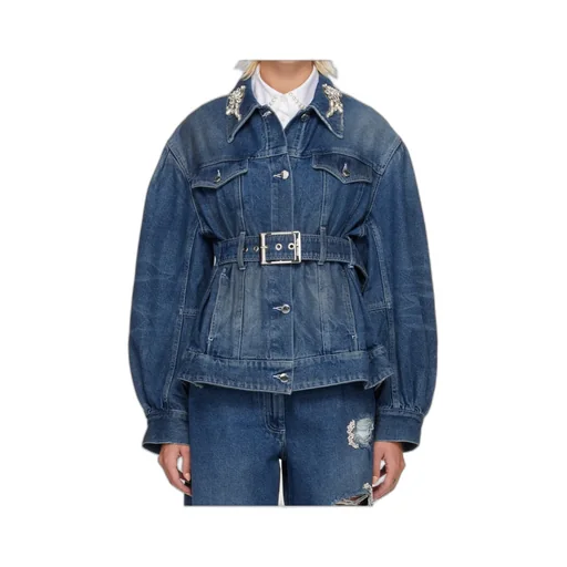 Denim Jacket With Belt Details