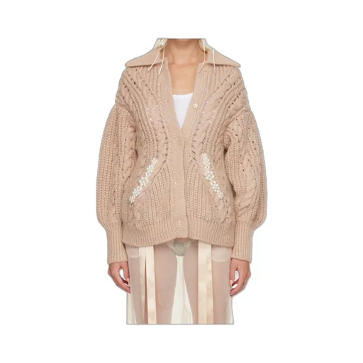 Alpaca Wool Blend Cable Knit Cardigan