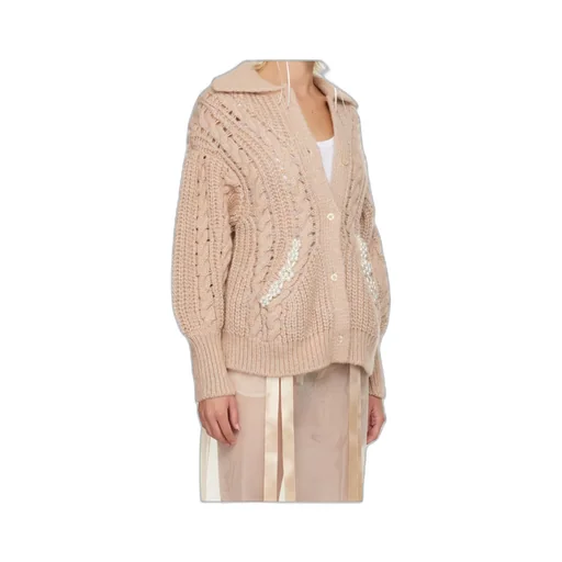 Alpaca Wool Blend Cable Knit Cardigan