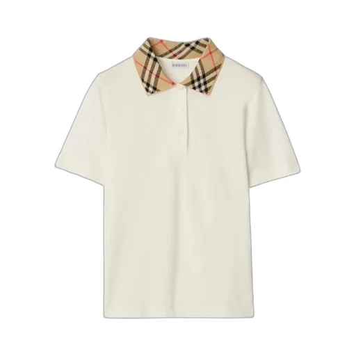 Burberry Check Collar Ekd Embroidered Polo Shirt