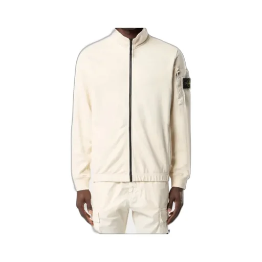 Stone Island Logo Patch Zip-Up Sweatshirt