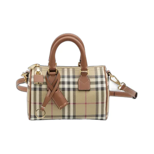 Burberry Check Printed Zipped Bowling Tote Bag