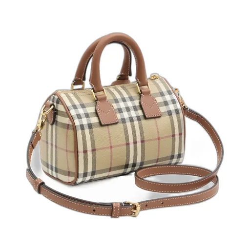 Burberry Check Printed Zipped Bowling Tote Bag
