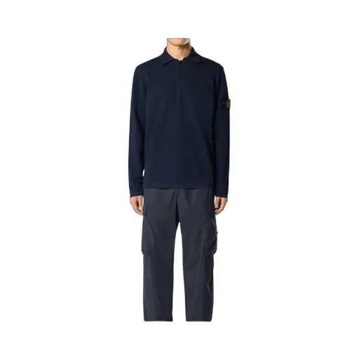 Stone Island Long-Sleeve Knit Polo Shirt