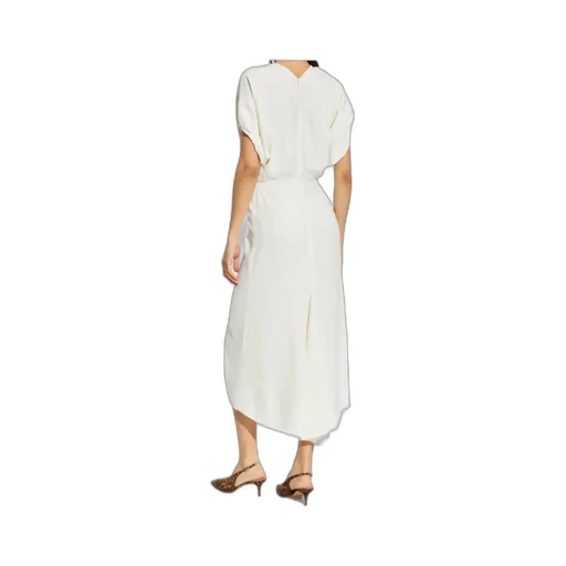 Gathered Short-Sleeves Midi Dress