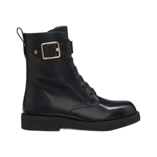 Buckle-Fastening Lace-Up Boots
