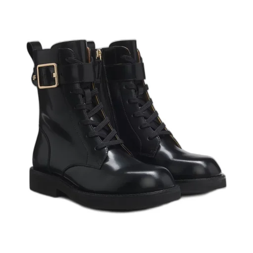 Buckle-Fastening Lace-Up Boots