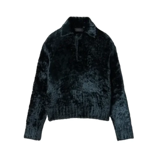 Lacoste Runway Polo Collar Velour Sweater