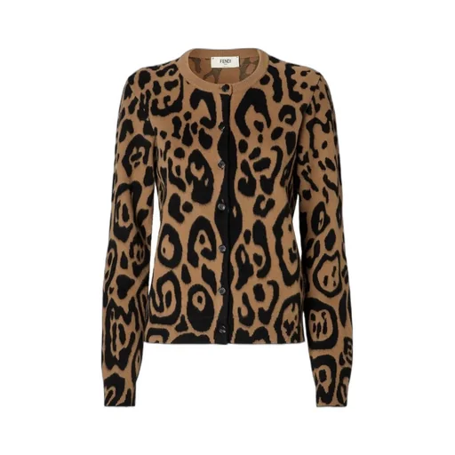 Fendi Animal Printed Crewneck Cardigan