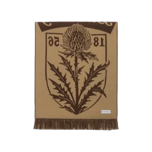 Burberry Thistle Shield Fringed Scarf