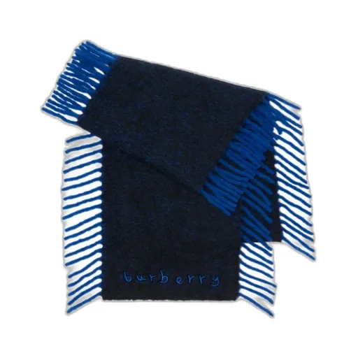 Burberry Logo Embroidered Fringed Happy Scarf