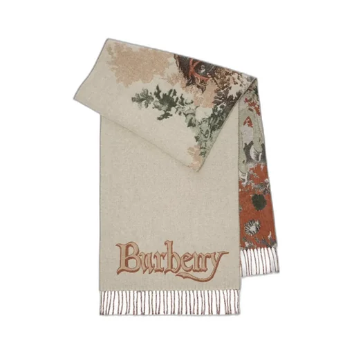 Burberry Stallion Portrait Fringed Scarf