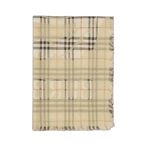 Burberry Wide Ekd Check Frayed-Edege Scarf