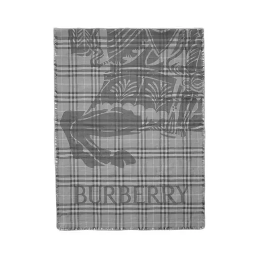 Wide Ekd Check Wool Silk Scarf