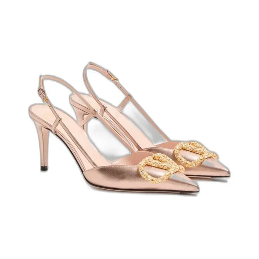 Vlogo Signature Slingback Pump In Laminated Nappa Leather 80Mm