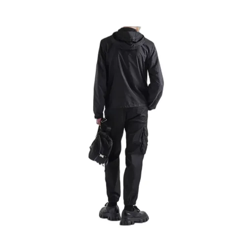 Prada Logo Plaque Zip-Up Hooded Jacket