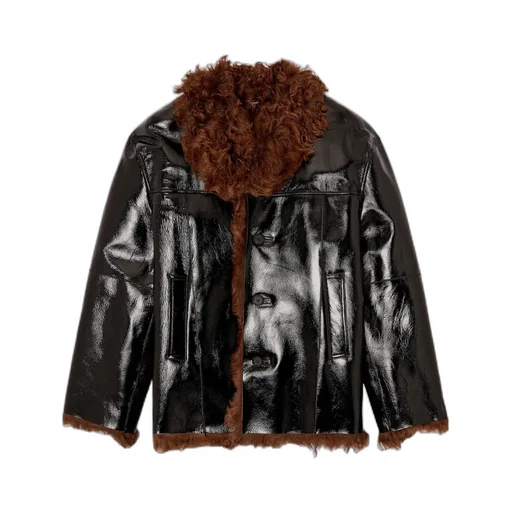 Long-Sleeved Leather Jacket