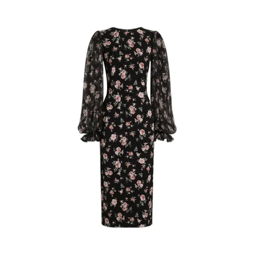 Dolce & Gabbana Vintage Roses-Printed Charmeuse Dress