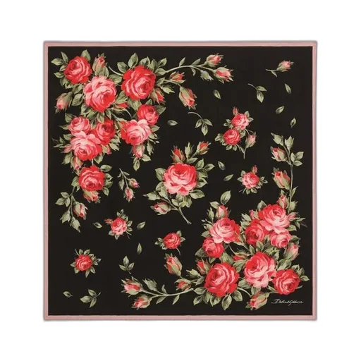 Dolce & Gabbana Rose Bouquet-Printed Twill Scarf