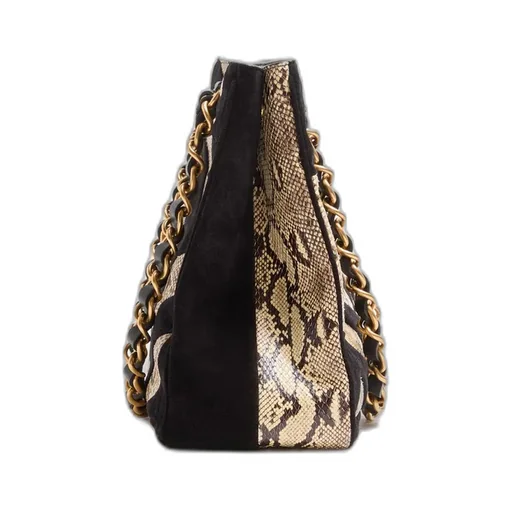 Valentino Garavani Laseine Shopping Bag In Python And Chevron-Patterned Suede