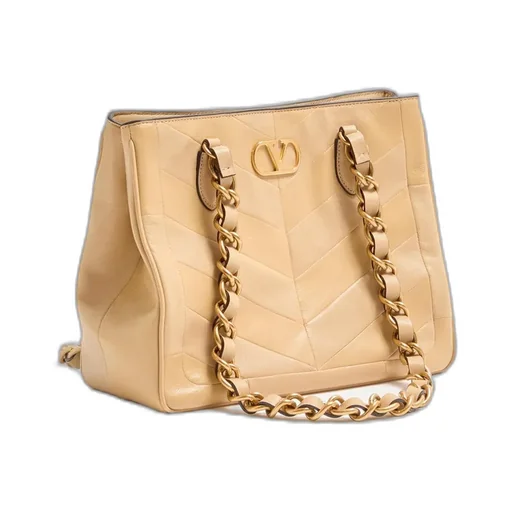 Valentino Garavani Laseine Small Shopping Bag In Chevron-Patterned Nappa Leather
