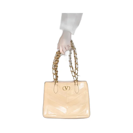 Valentino Garavani Laseine Small Shopping Bag In Chevron-Patterned Nappa Leather