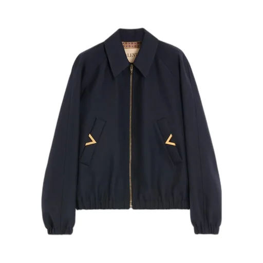 Valentino Logo Plaque Zip-Up Bomber Jacket