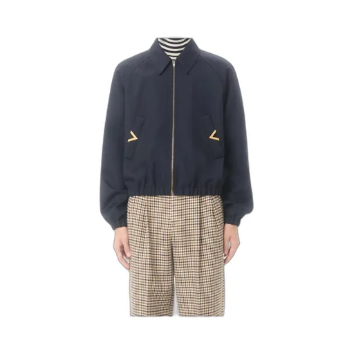 Valentino Logo Plaque Zip-Up Bomber Jacket