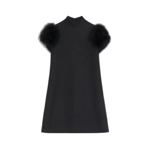 Crepe Couture Feather Mini Dress