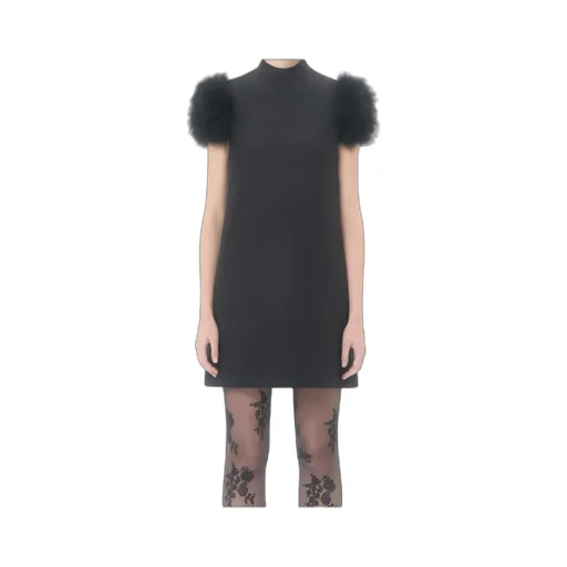 Crepe Couture Feather Mini Dress