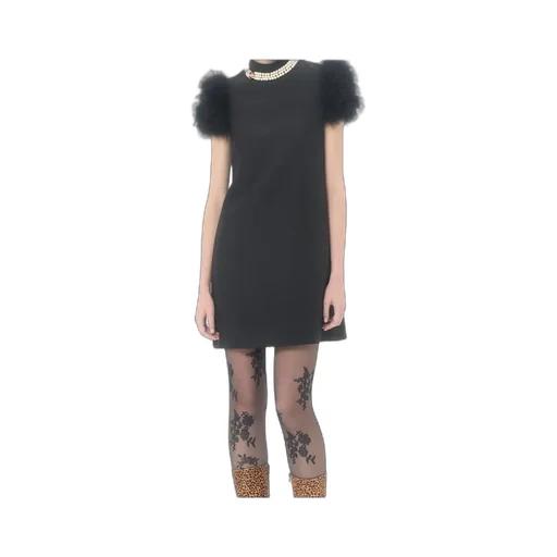 Crepe Couture Feather Mini Dress
