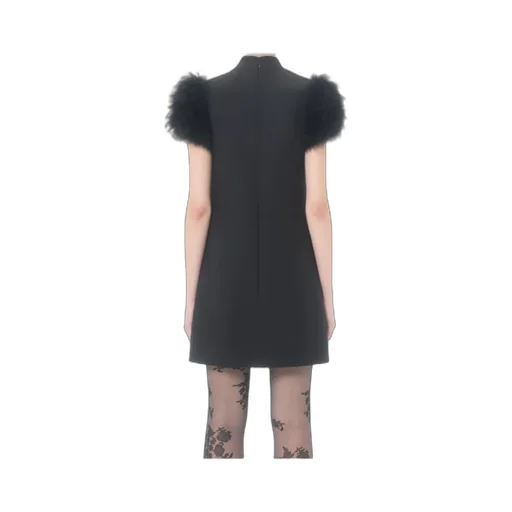 Crepe Couture Feather Mini Dress