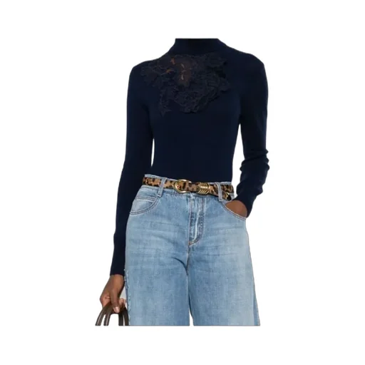 Ermanno Scervino Floral-Lace High-Neck Jumper