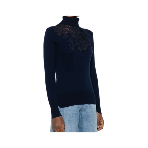Ermanno Scervino Floral-Lace High-Neck Jumper