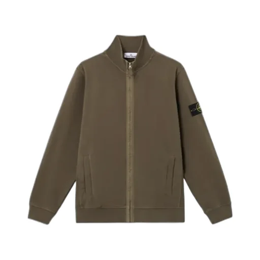 Stone Island Logo Patch Zip-Up Sweatshirt
