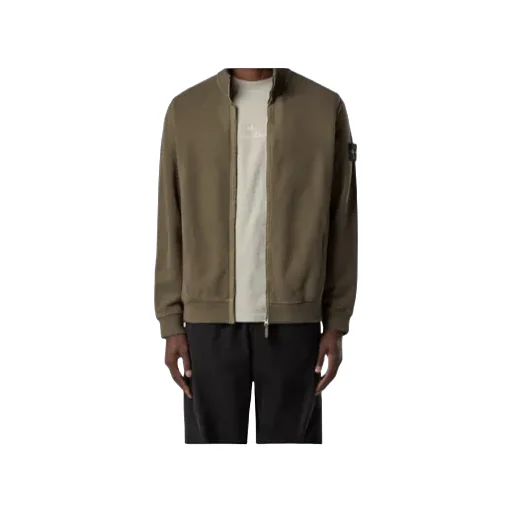 Stone Island Logo Patch Zip-Up Sweatshirt
