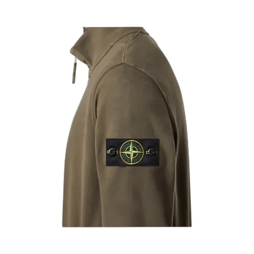 Stone Island Logo Patch Zip-Up Sweatshirt