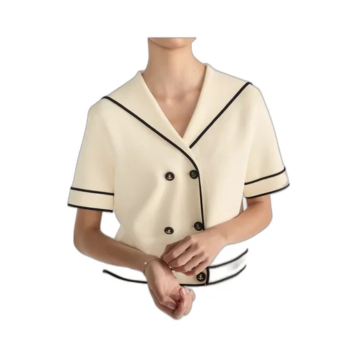 Short-Sleeved Jacket With Sailor Collar