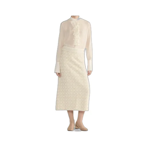 Blouse With Ruffled Neckline