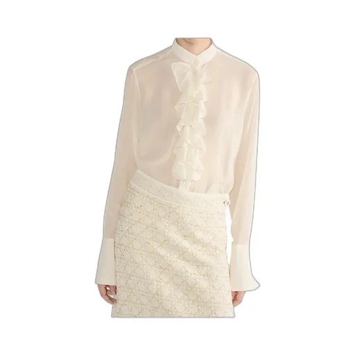 Blouse With Ruffled Neckline