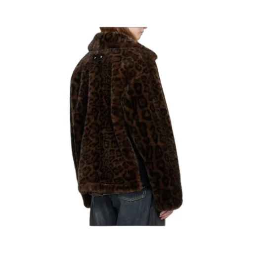 Leopard Print Faux Fur Button Jacket