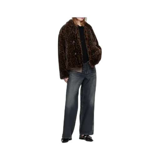 Leopard Print Faux Fur Button Jacket