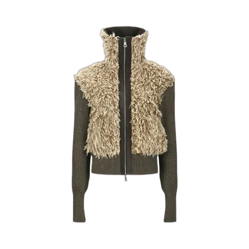 Fur Combo Knit Cardigan