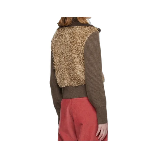 Fur Combo Knit Cardigan