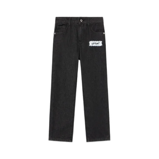 Off-White Kids Diagonal Sponge Logo Jeans