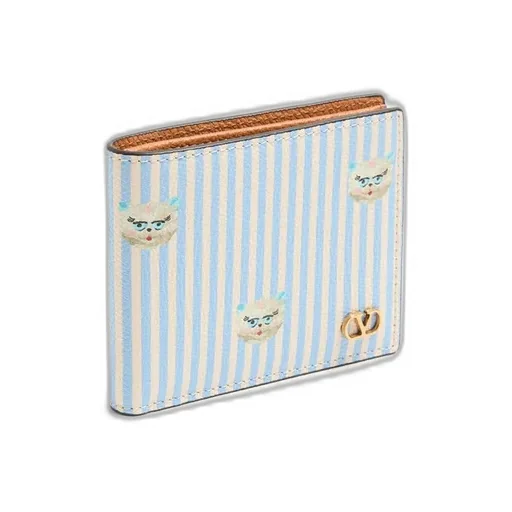 Valentino Garavani Vlogo Signature Wallet In Grainy Calfskin With Le Chat De La Maison Print