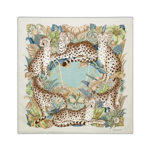 Ferragamo Cheetah Printed Square Shape Scarf
