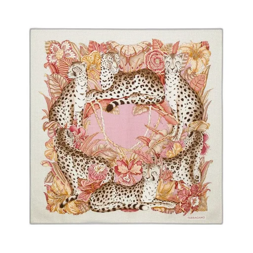 Cheetah Print Silk Square Scarf
