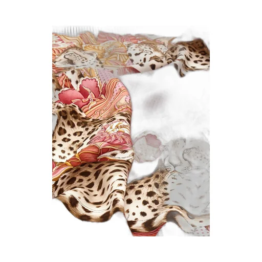 Cheetah Print Silk Square Scarf